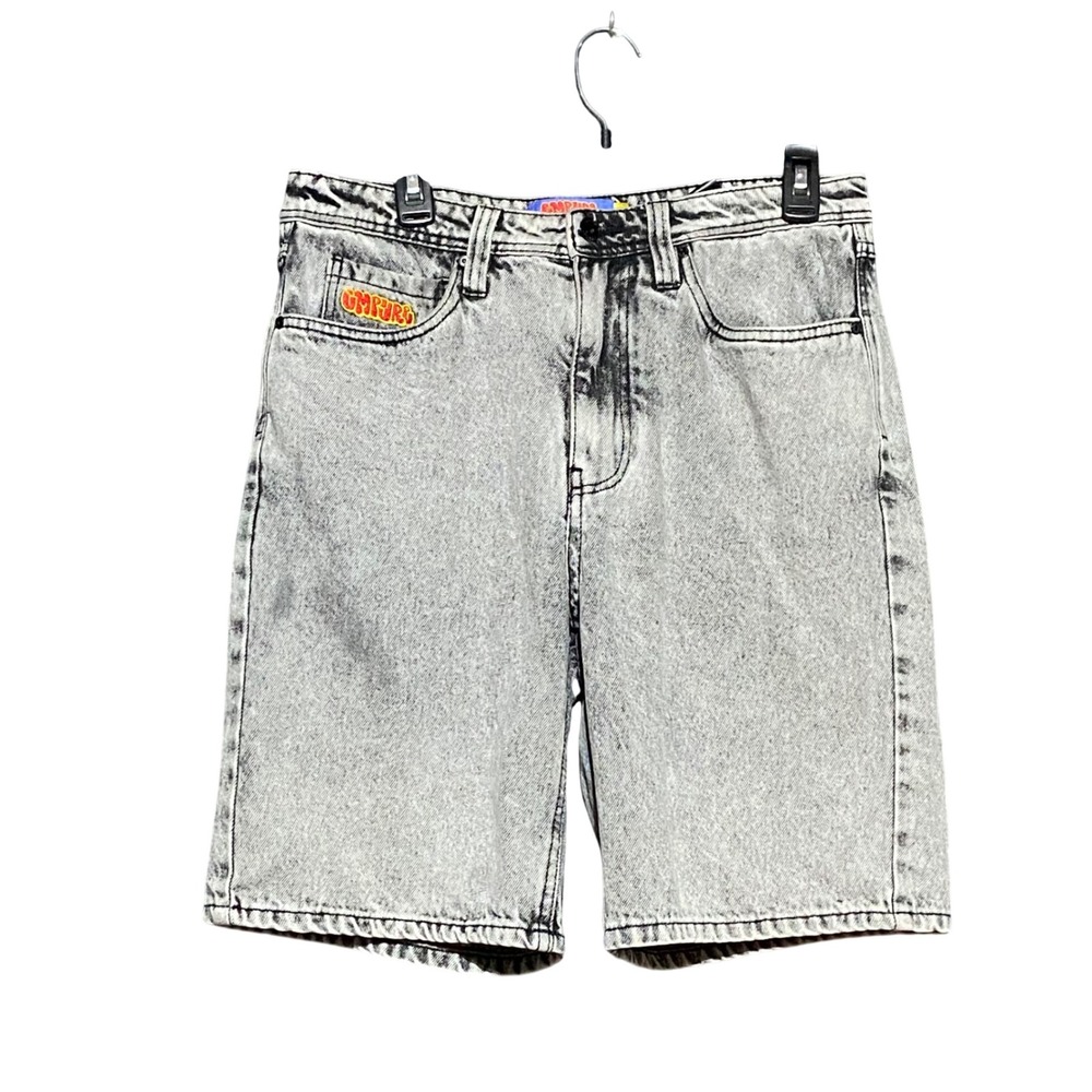 Empyre Mens Grey Acid Wash Denim Skate Shorts Size 30 Relaxed Fit Cotton 90s Y2K